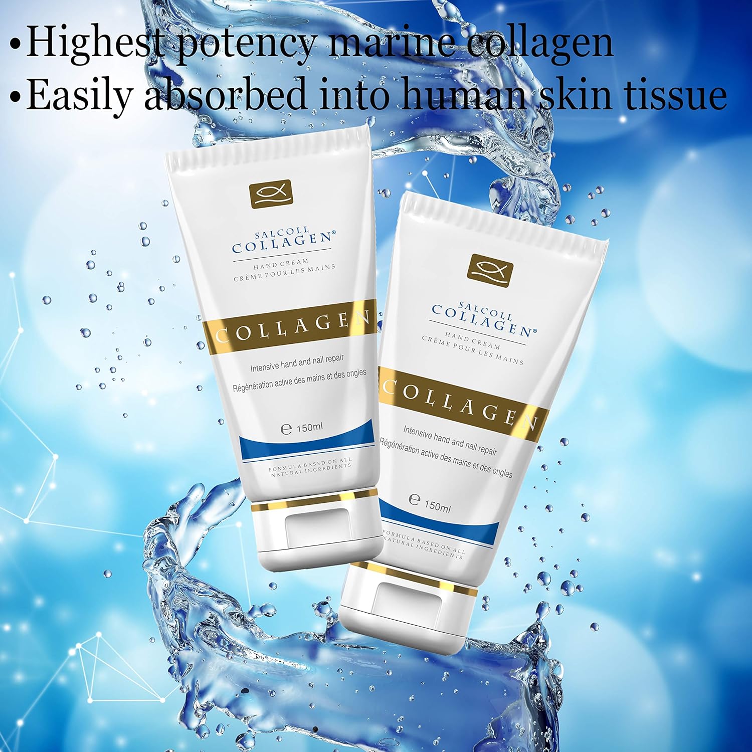 Pure Bioactive Anti-Aging Collagen Repair Hand Cream - Hypoallergenic Moisturizing Lotion, Dry Skin Relief, All Skin Types, 150 ml - Image 3