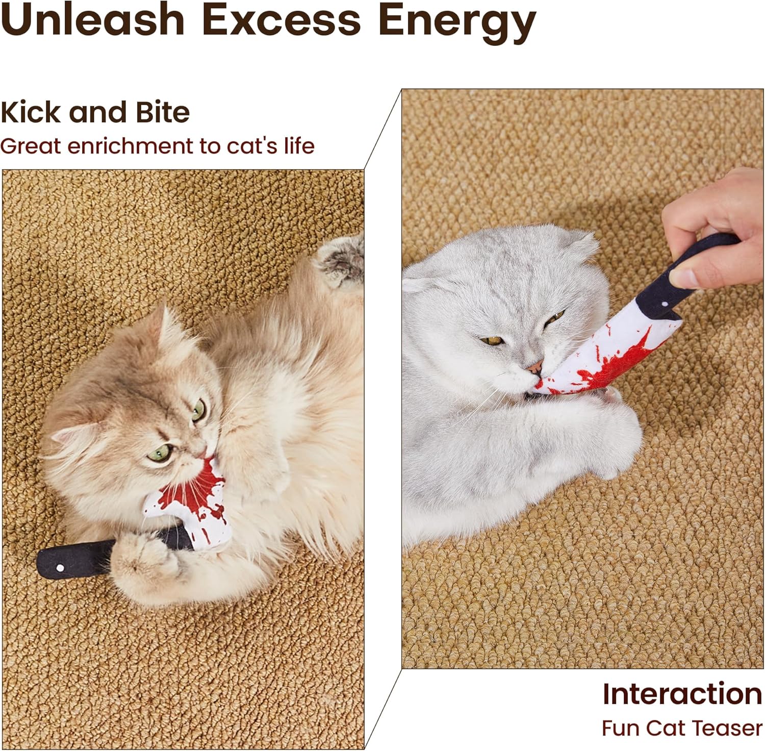 Potaroma 4Pcs Cat Toys, Horror Knife-Shaped Kitten Catnip Crinkly Sound Toys, Indoor Exercise for All Cat Breeds 6.5 Inches - Image 6