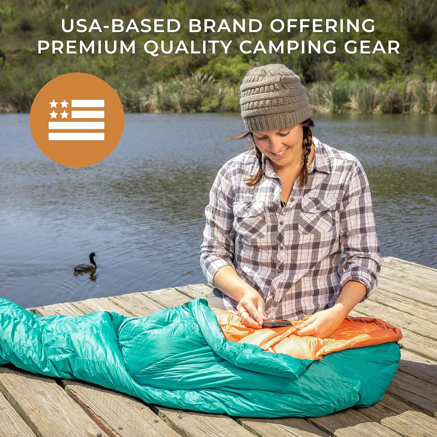 Hyke & Byke Eolus 15 F Hiking & Backpacking Sleeping Bag - 3 Season, 800FP Goose Down Sleeping Bag - Ultralight - Black/Clementine - 78in - Regular - Image 8