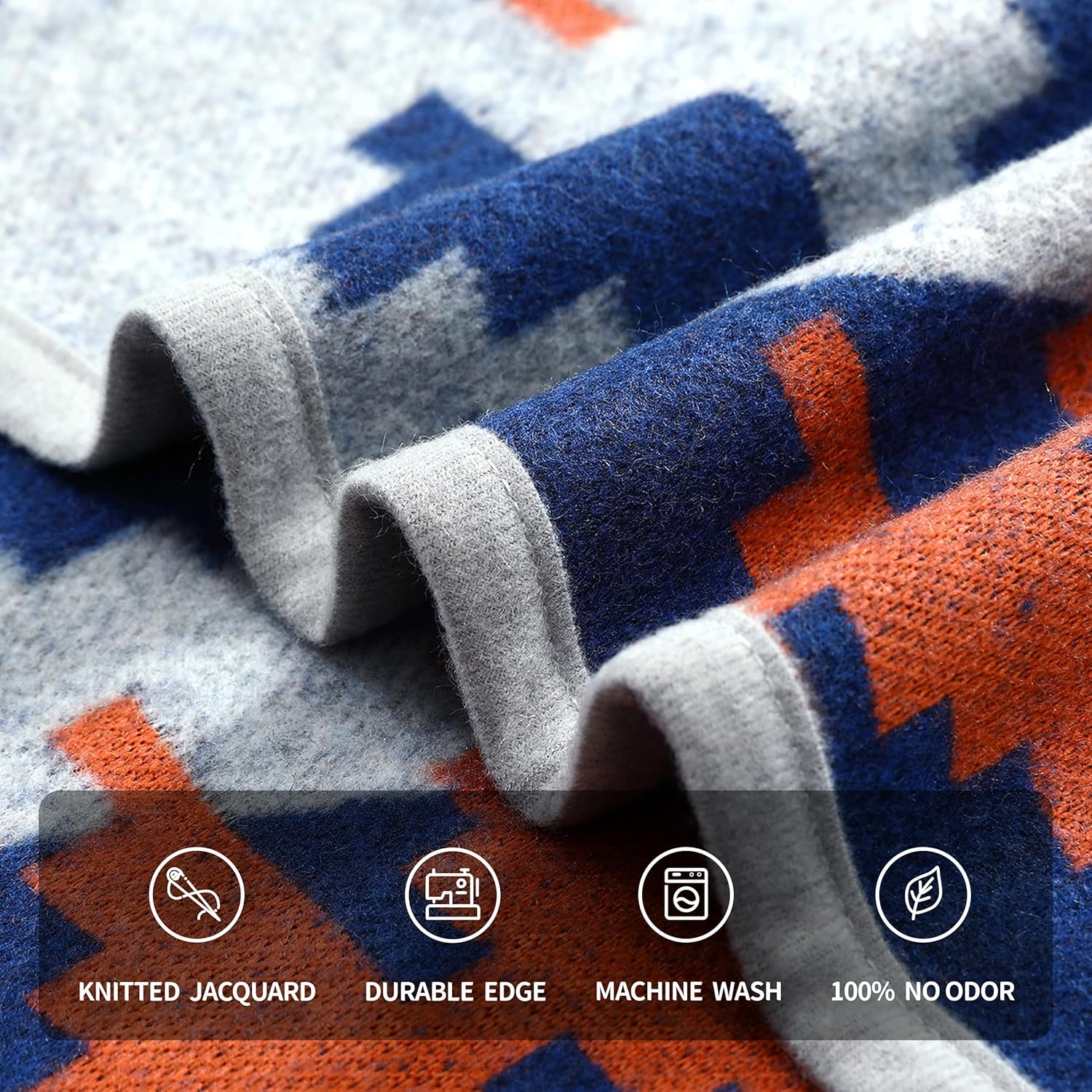 ACUSHLA Merino Wool Camp Blanket - Warm Thick Washable Large Outdoor Camping Sleeping Throw Blanket All Weather, Aztec Grey 79X63 - Image 7