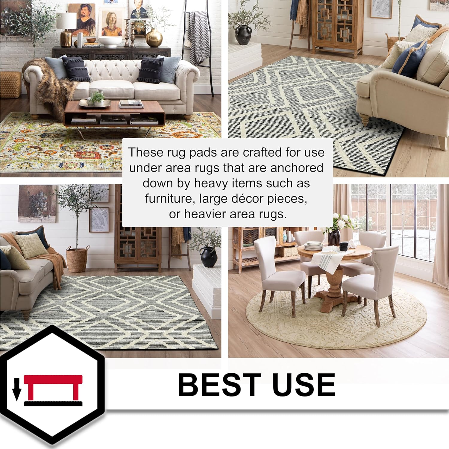 Mohawk Home 8' x 10' 1/4 Rug Pad 100% Felt Protective Cushion, Premium Comfort Underfoot – Safe for All Floors, Grey - Image 5