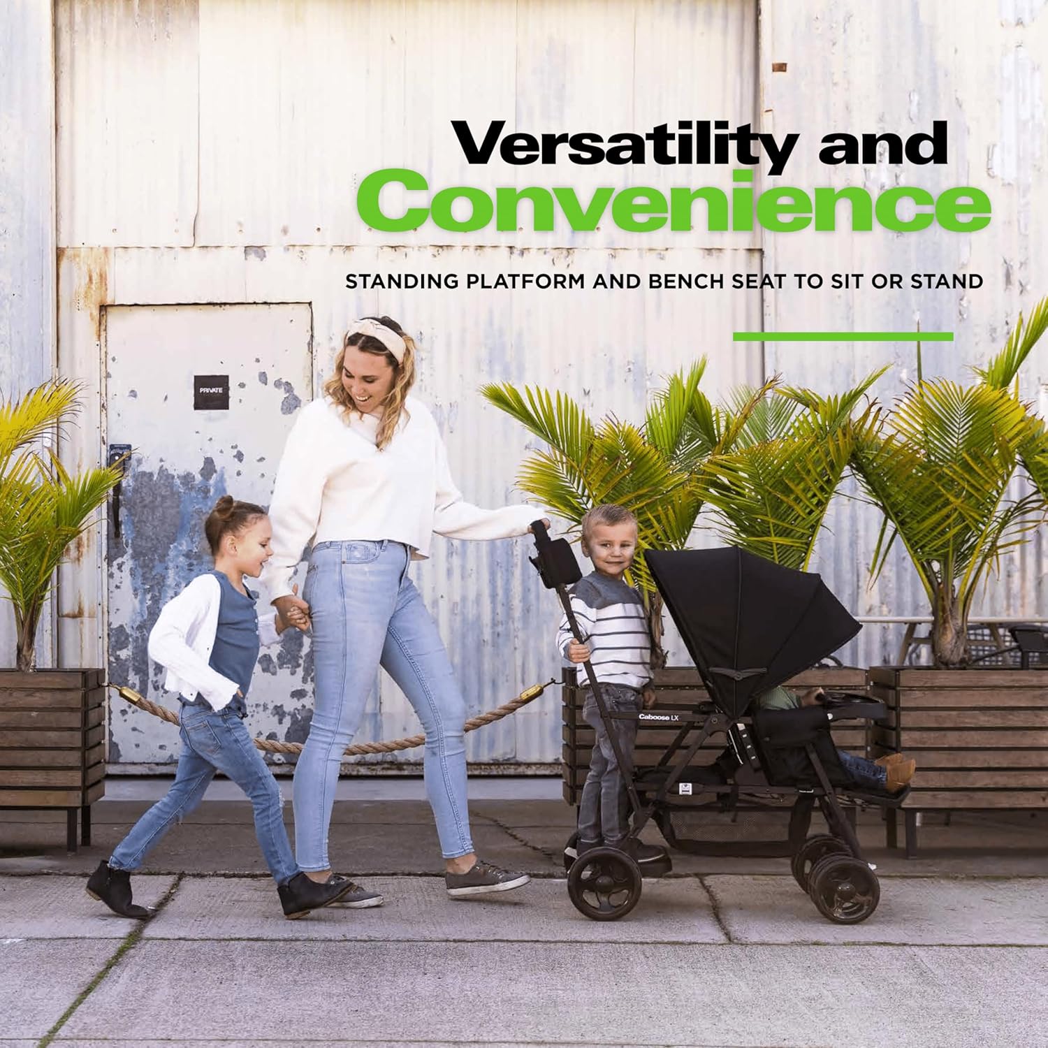 Joovy Caboose LX Tandem Stand-on Stroller, Black - Image 6