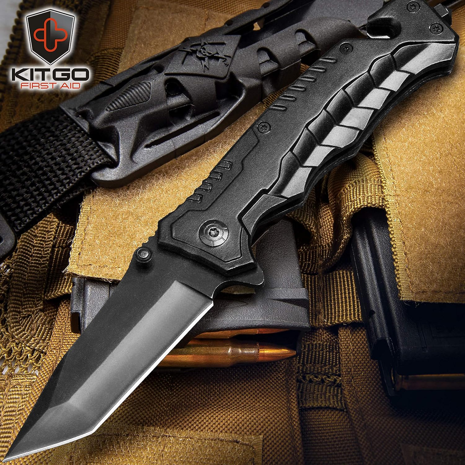 Kitgo Camping Emergency Tourniquet Survival Kit Safety First Aid Kit with Pro Tool Outdoor Survival Gear Tactical Small Molle Pouch for Home Hiking Hunting Adventures (Khaki) - Image 7