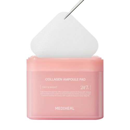 MEDIHEAL Collagen Ampoule Facial Toner Pads – Collagen & Ceramide – Skin Firming & Restore Elasticity & Deep Hydration – Tighten Wrinkles & Lines – Vegan Eco Silk Fabric