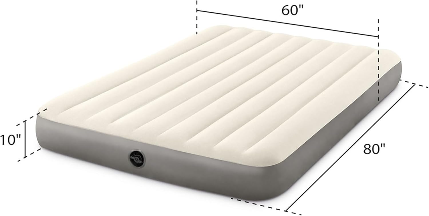 Intex 64103E Dura-Beam Standard Single-High Air Mattress: Fiber-Tech - Queen Size - 10in Bed Height - 600lb Weight Capacity - Pump Sold Separately - Image 2
