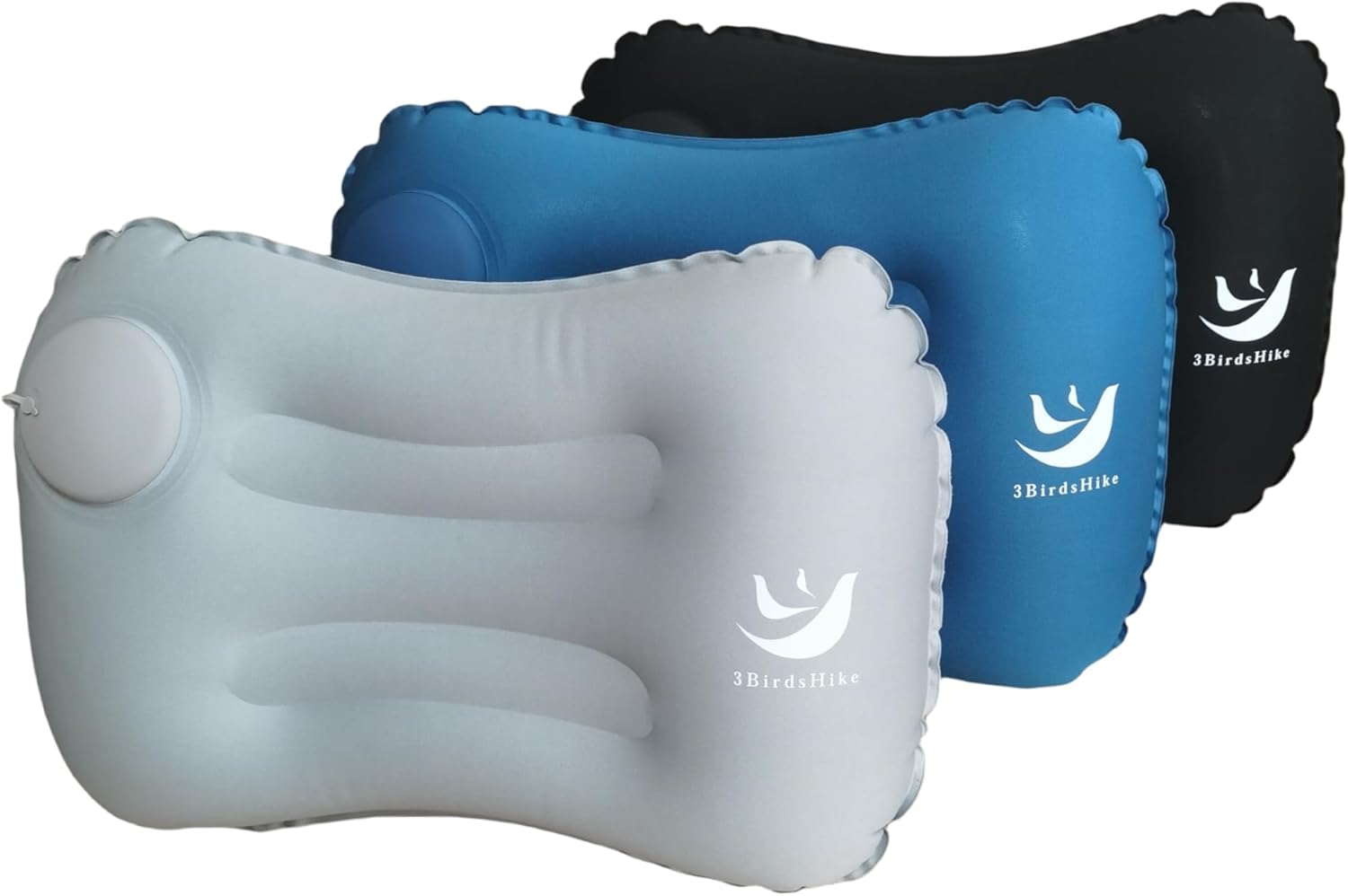 2 Pack Inflatable Camping Pillow, Travel Pillow with Neck and Lumbar Support, Press-to-Inflate Design - Black - Image 2