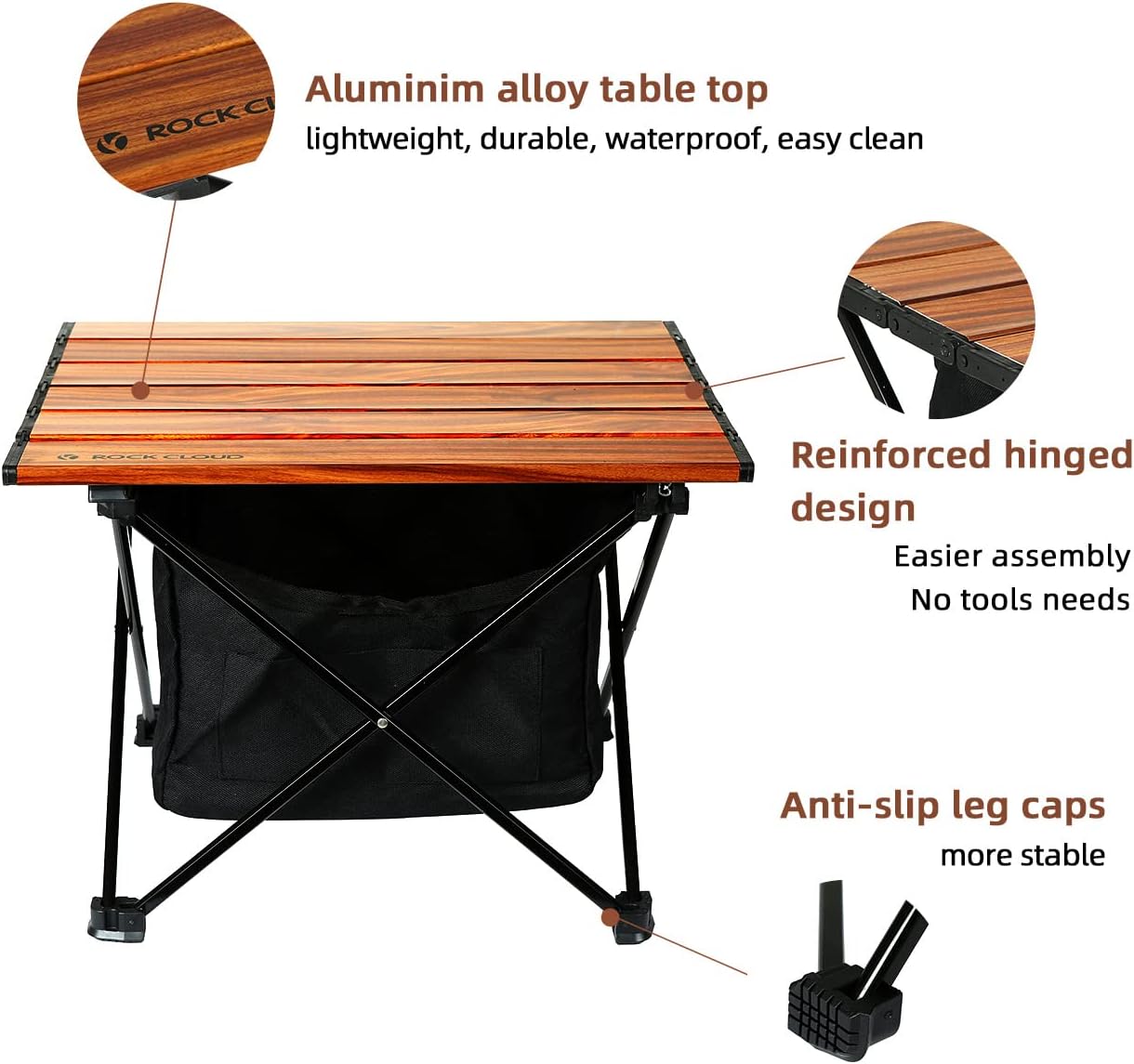 ROCK CLOUD Portable Camping Table Ultralight Aluminum Camp Table with Storage Bag Folding Beach Table for Camping Hiking Backpacking Outdoor Picnic, Small - Image 4
