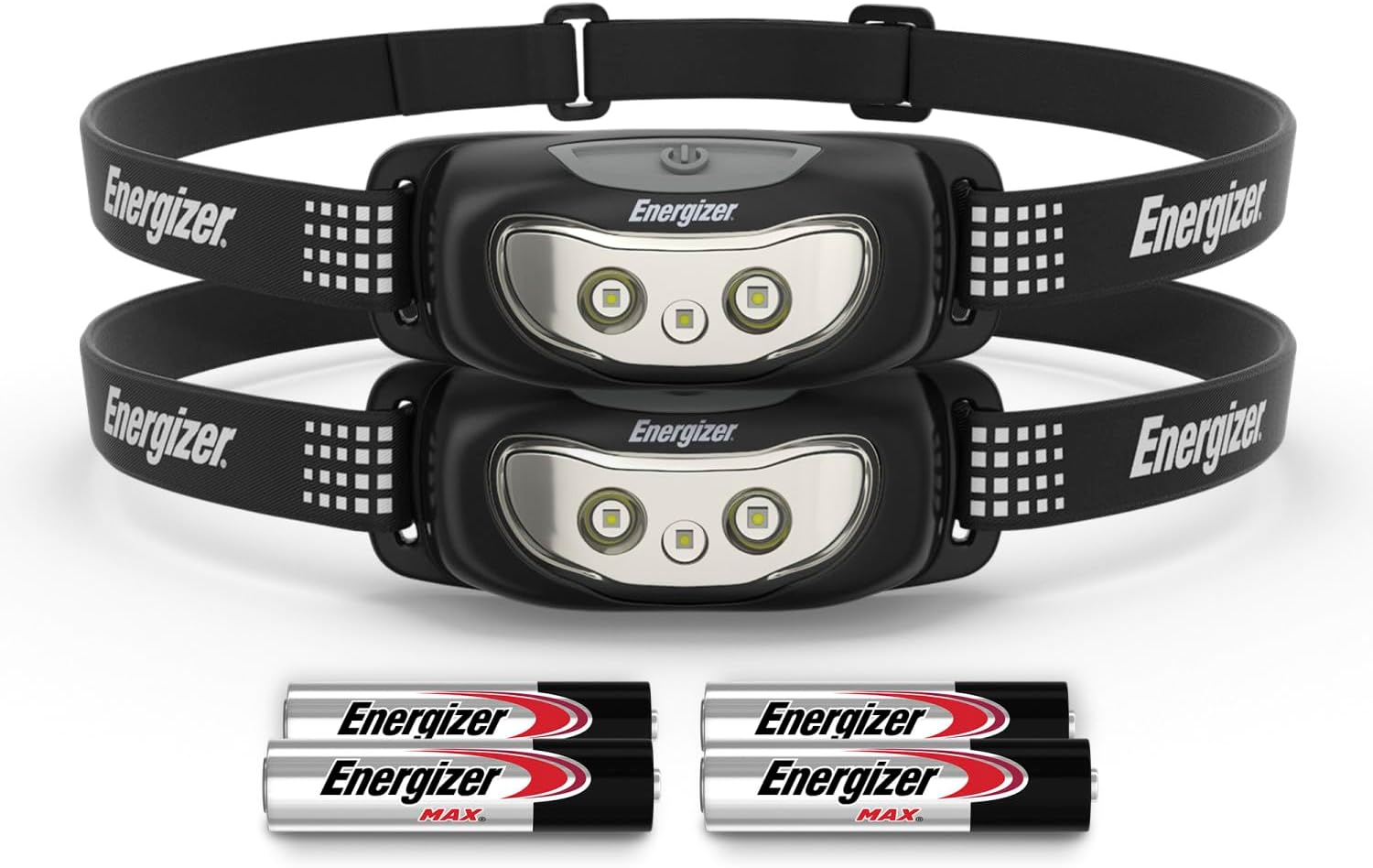 Energizer Universal+ LED Headlamp (2-Pack), IPX4 Water Resistant Headlamps, Bright Head Light for Outdoors, Camping, Running, Storm, Survival LED Light for Emergencies (Batteries Included)