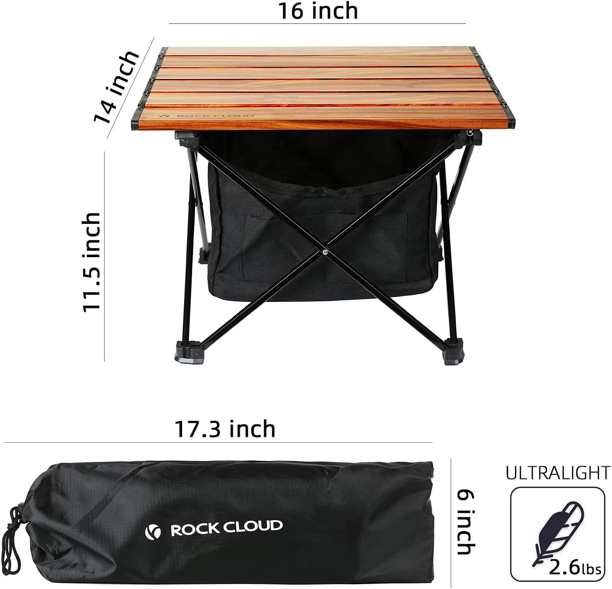 ROCK CLOUD Portable Camping Table Ultralight Aluminum Camp Table with Storage Bag Folding Beach Table for Camping Hiking Backpacking Outdoor Picnic, Small - Image 2