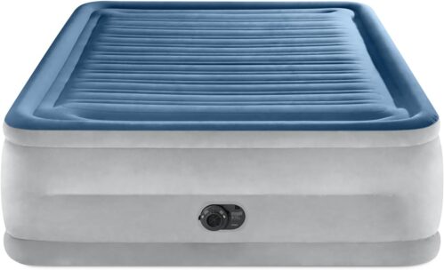 Intex: Dura-Beam Deluxe Comfort-Plush Air Mattress – 22″ Queen Blue – Built-in Electric Pump, Durable Fiber-Tech, Carry Bag Included, 600lb Capacity