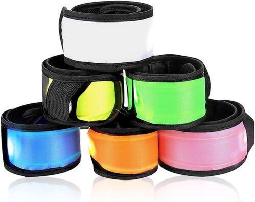 Pack of 6 LED Light Up Band Slap Bracelets Night Safety Wrist Band for Cycling Walking Running Concert Camping Outdoor Sports