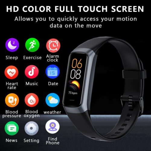 Fitness Tracker with 24/7 Blood Oxygen Heart Rate and Sleep Monitor,IP68 Waterproof,1.10”AMOLED Touch Color Screen,Step Counter Health Activity Trackers for Women Men