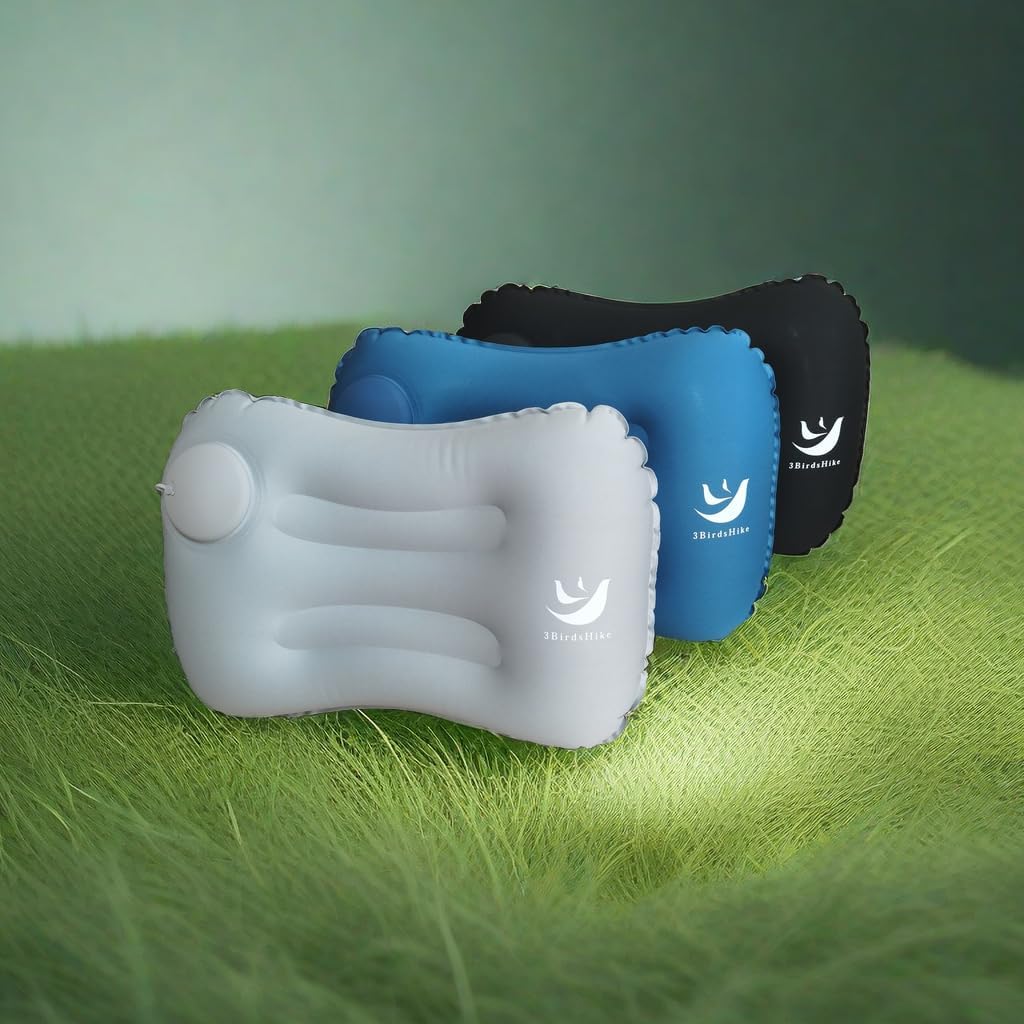 2 Pack Inflatable Camping Pillow, Travel Pillow with Neck and Lumbar Support, Press-to-Inflate Design - Black - Image 3