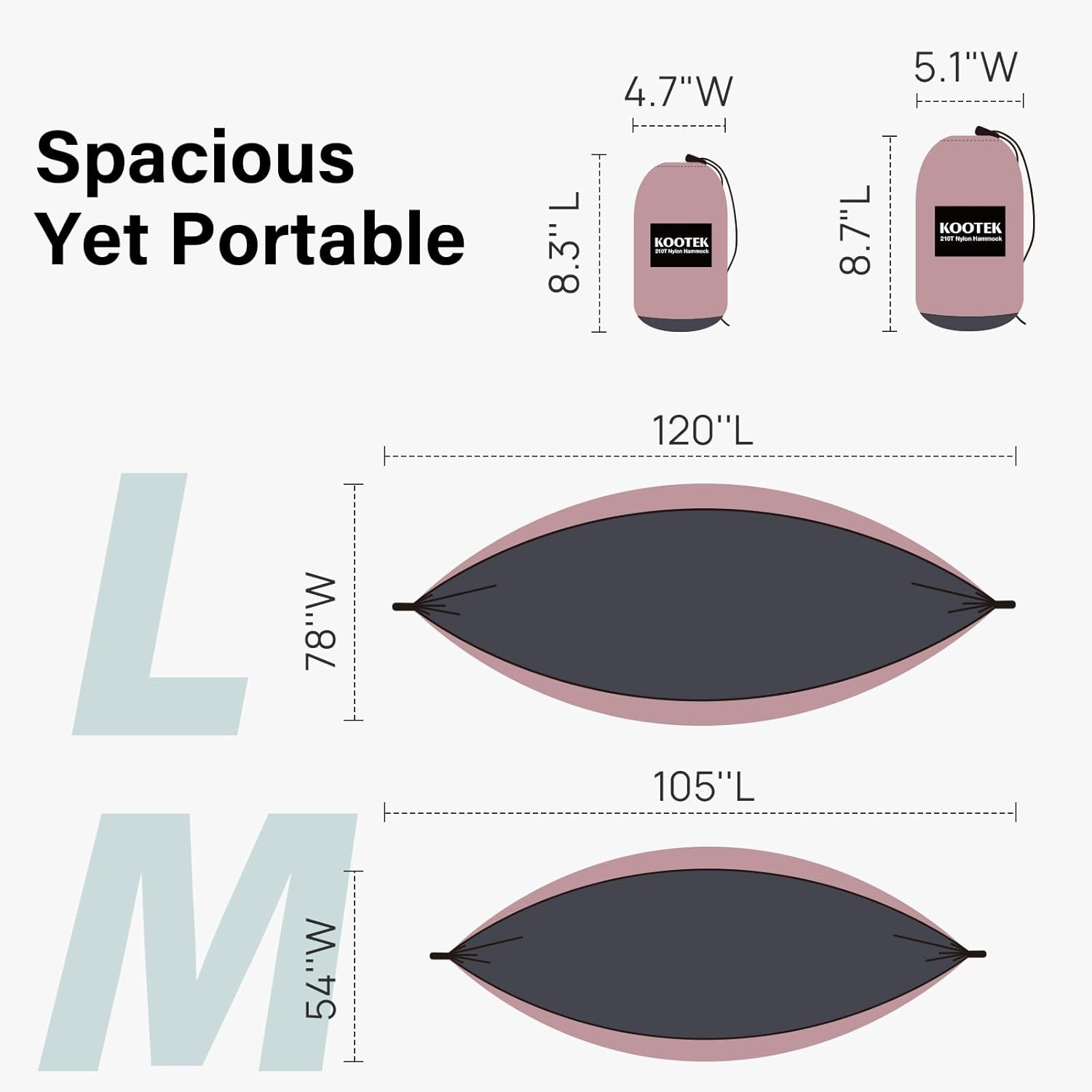 Kootek Camping Hammock 400 lbs Capacity, Portable Hammocks with Tree Straps & Attached Carry Bag, Camping Essentials Gear, Perfect for Outside Indoor Hiking Beach Backpack Travel - Image 6