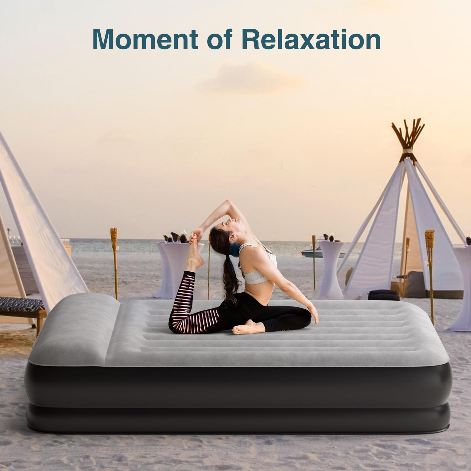 Queen Air Mattress Waterproof and Easy-to-Clean, Blow Up Mattress with Built-in Pump, Durable Inflatable Mattress with Pillow Design Suitable for Naps, Hosting a Friend and Camping - Image 5