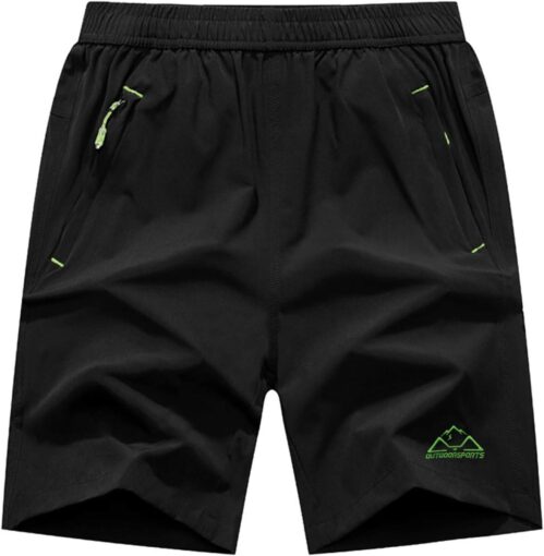 Rdruko Men’s Quick Dry Hiking Shorts Lightweight Running Gym Outdoor Active Shorts with Zipper Pockets
