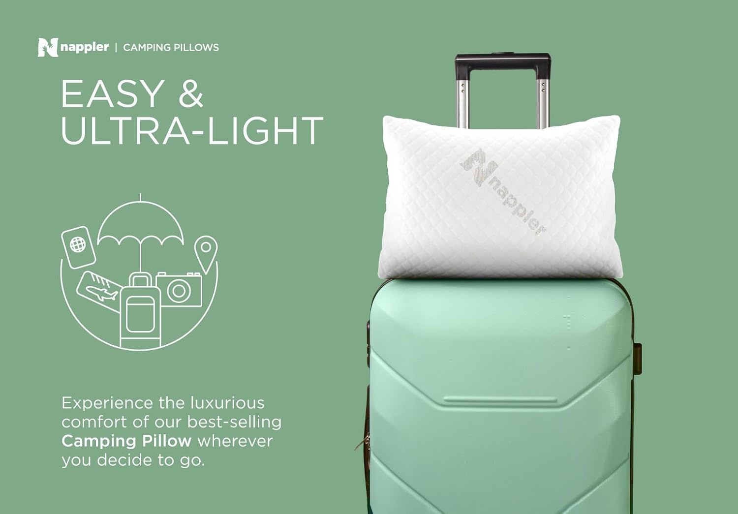 Small Shredded Memory Foam Pillow for Travel and Camping - Compressible Medium Firm Bed Pillow, Contoured Support, Breathable Cover, Machine Washable, Ideal Backpacking, Airplane and Car - Image 7