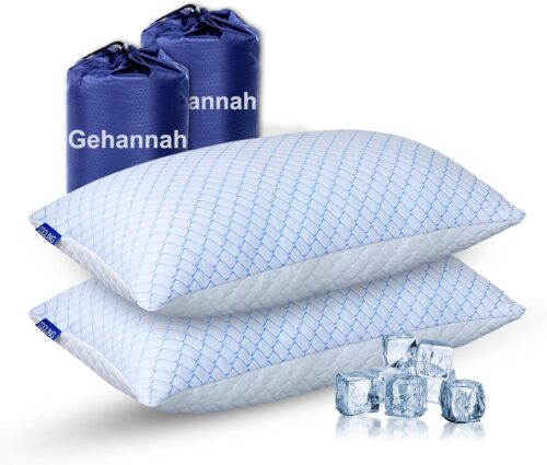 Gehannah Travel Pillow – Large 2 Pack Compressible Camping Pillow for Sleeping – Shredded Memory Foam with 2 Storage Bags – Supportive for Adults, Kids, Outdoor, Backpacking, Hiking Gear