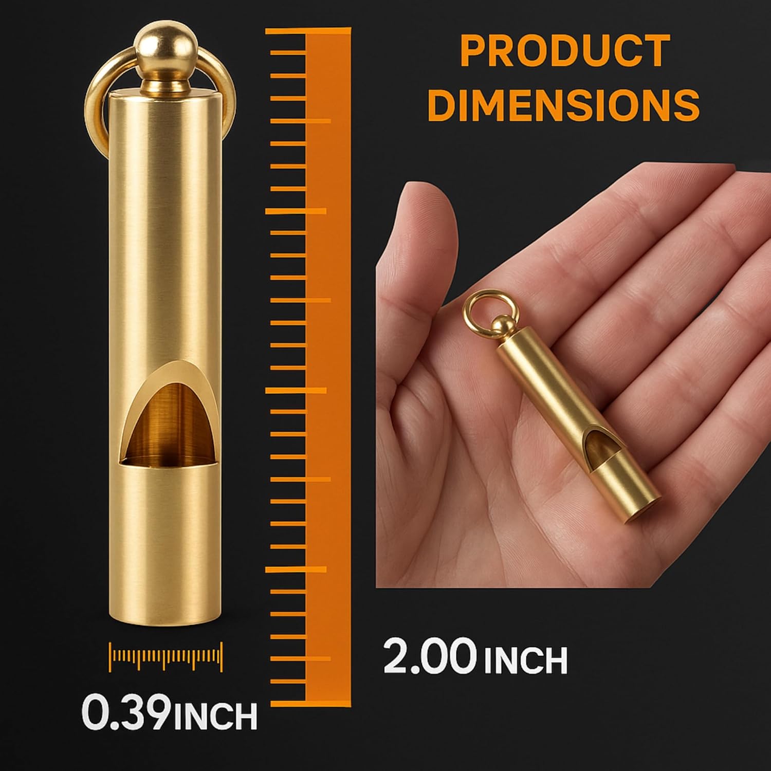 Loudest Brass Whistle Best Premium Emergency Whistle 125db+ One Piece Outdoor Survival Whistle On Key-Chain or Hang Around Your Neck and Carry it Anywhere! - Image 6