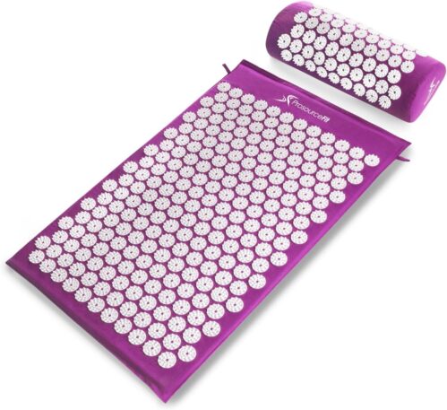 ProsourceFit Acupressure Mat and Pillow Set for Back/Neck Pain Relief and Muscle Relaxation, Large – Gray/Gray