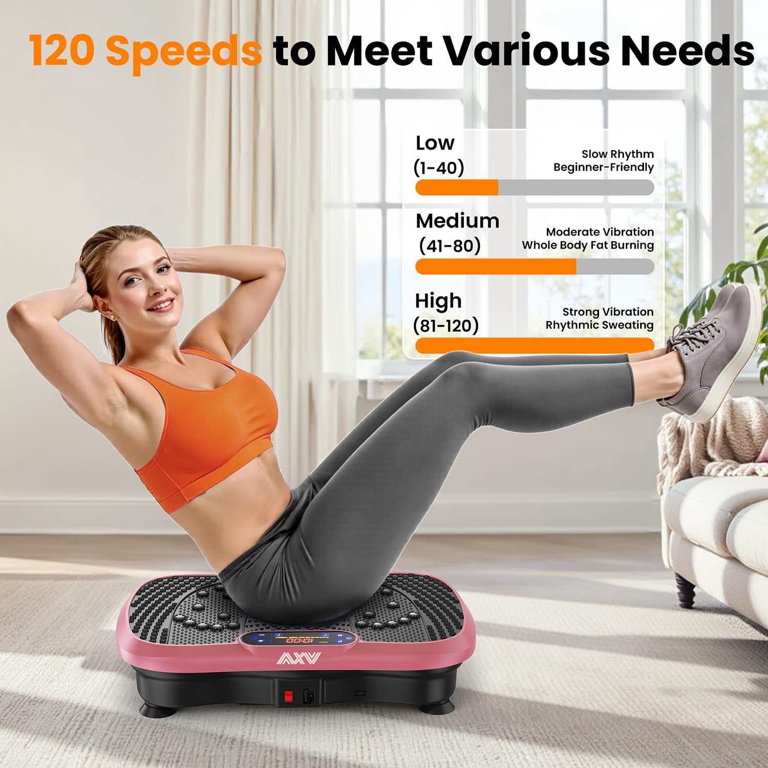 AXV Vibration Plate Fitness Platform Exercise Machine Vibrating Lymphatic Drainage Shaking Full Body Shaker Workout Vibrate Stand Shake Board Sport Gym for Weight Loss Fat Burner for Women Men - Image 5