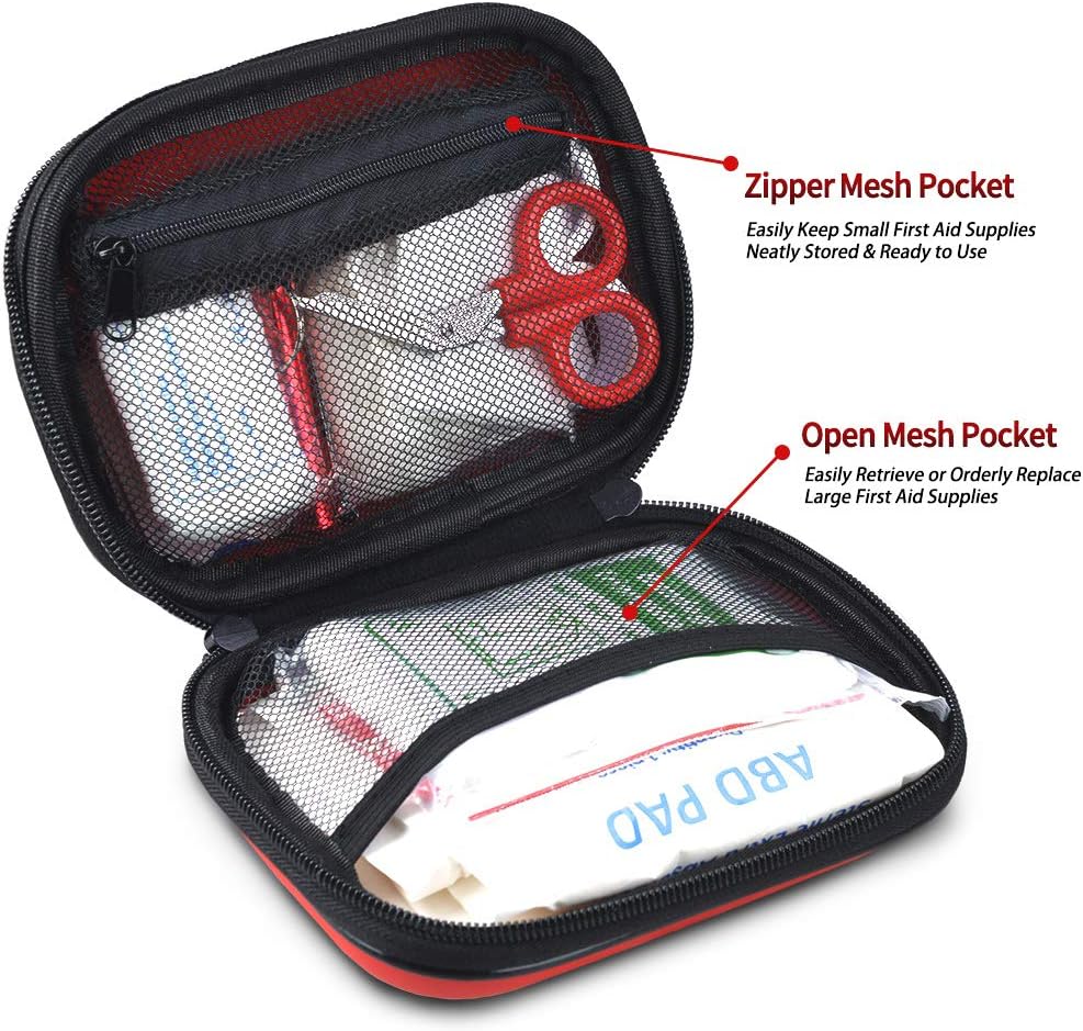 I GO 85 Pieces Hard Shell Mini Compact First Aid Kit, Small Personal Emergency Survival Kit for Travel Hiking Camping Backpacking Hunting Marine Car - Image 3