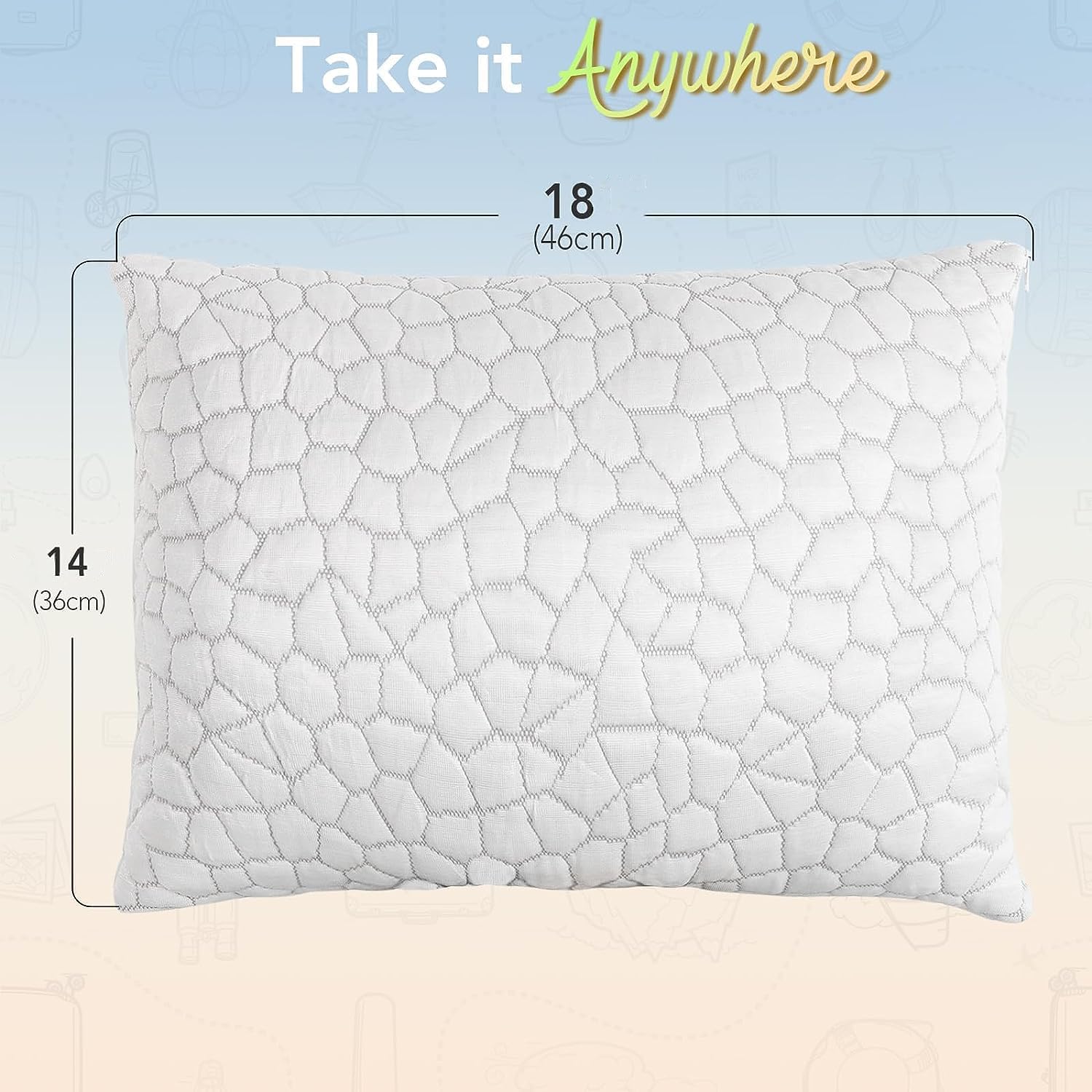 Cooling Bed Pillows for Sleeping 1 Pack Small Shredded Memory Foam Pillow Camping Pillow Travel Pillow - Compressible Medium Firm, Breathable Cover, ldeal Backpacking Hiking, Airplane and Car - Image 6