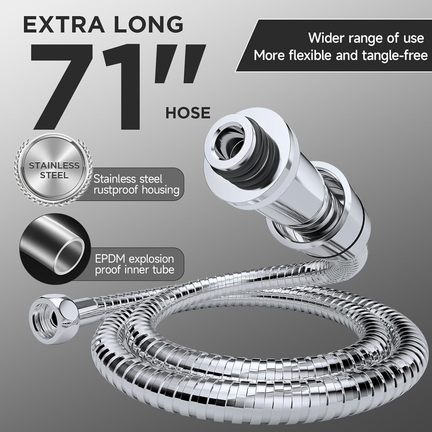 Veken Wide Rain Shower Head with 6 Modes Handheld Water Spray,High Pressure Showerhead Combo with Arm for Bathroom Accessories,Home Decor Detachable Dual Shower with Anti-Clog Nozzles,Silver Chrome - Image 7