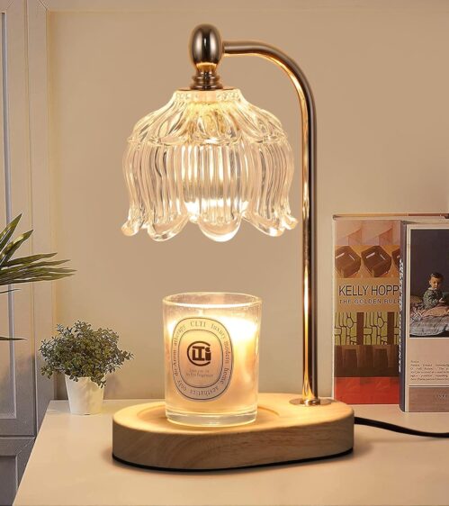 Candle Warmer Lamp with Timer and Dimmer,Electric Gold Light Gifts for Women Melt Wax Warmer Lamp with 2 Bulbs for Candle Jars House Warming New Home Decor Bedroom