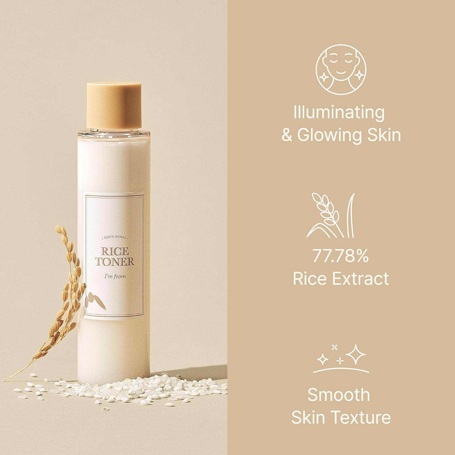 I'm from Rice Toner for Sensitive Skin, Rice Extract from Korea, Glow Essence with Niacinamide, Hydrating, Vegan, Alcohol Free, Fragrance Free, Peta Approved, K Beauty Toner, 5.07 Fl Oz - Image 2