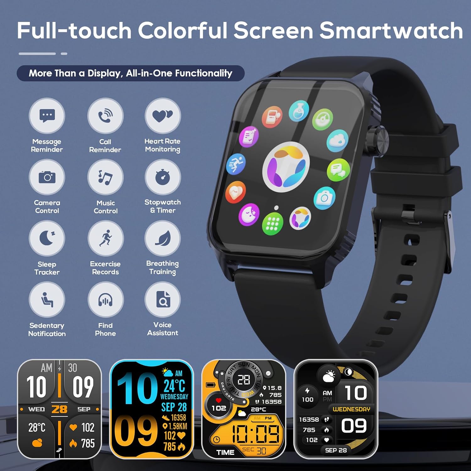 Smart Watch for Women Men, 1.83" HD Smartwatch with 120 Sports Modes, Heart Rate/Sleep Monitor, IP67 Waterproof, Bluetooth Call & Music Control for iPhone/Android - Image 2
