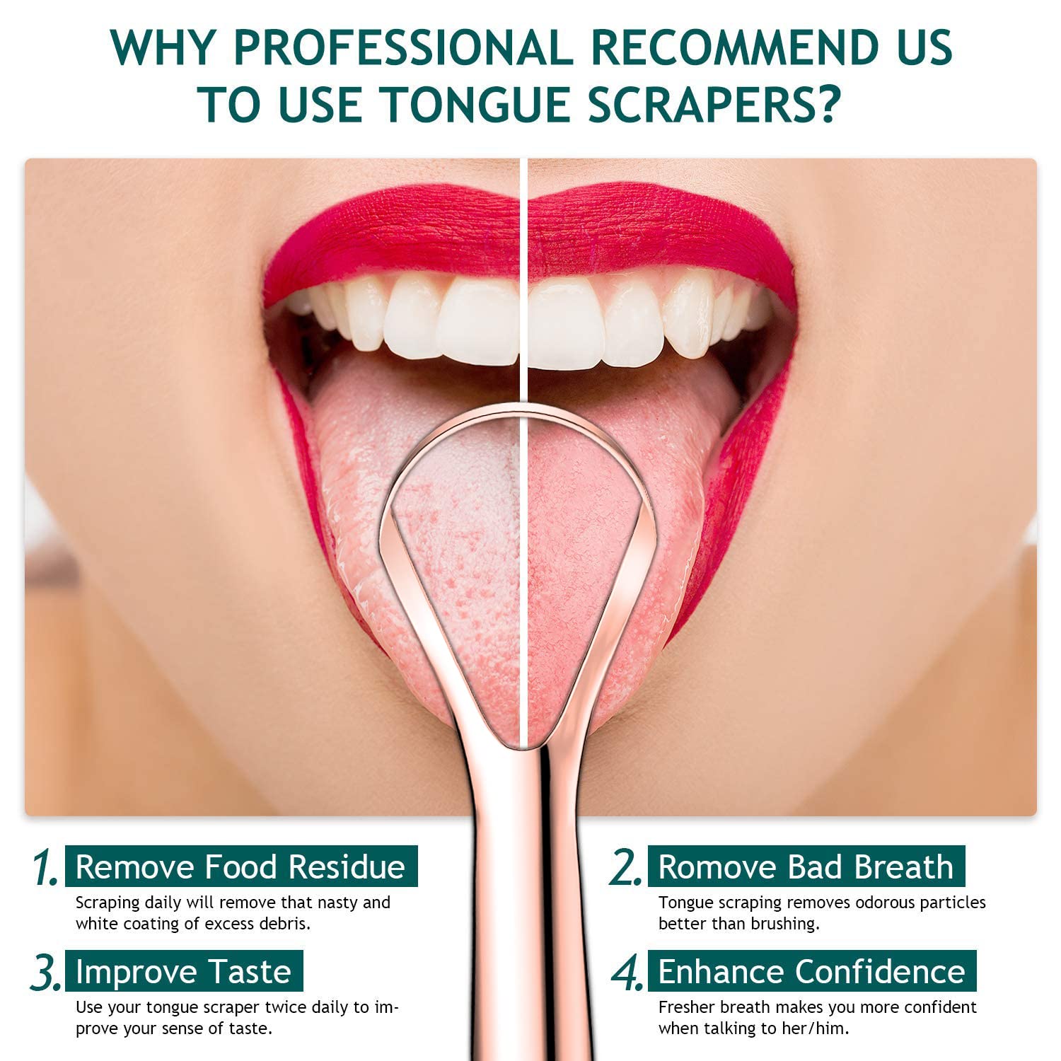 Tongue Scraper (2 Pack), Wide-Head Tongue Cleaner with Nice Carrying Box, Easkep 100% Stainless Steel Tongue Scrapers Cleaners, for Men, Women, Adults, Kids - Image 3