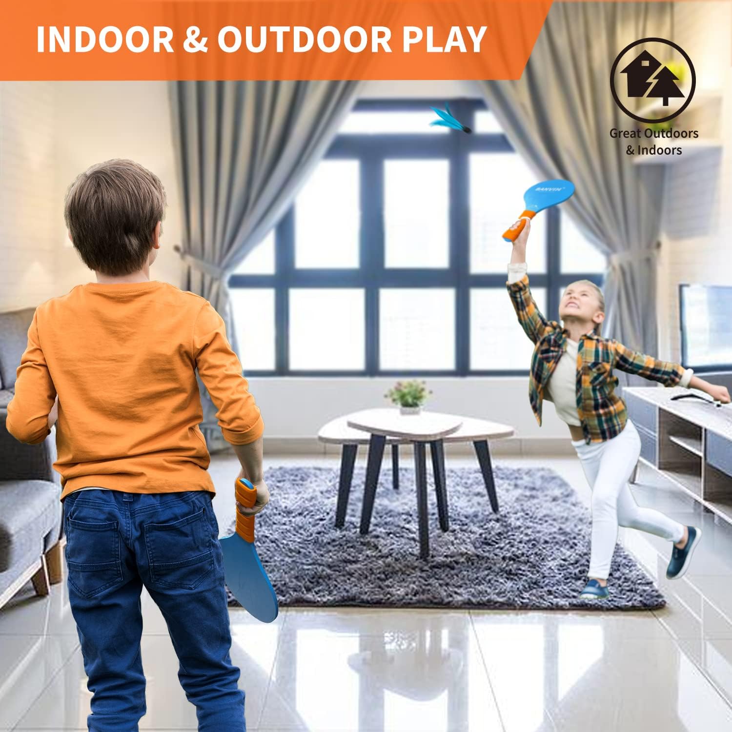 Banvih Badminton Set 4 Rackets, Paddle Ball Outdoor Games for Kids Teens Adults and Family, Sports Beach Toys - for Yard, Lawn, Camping Games Essentials - Image 7