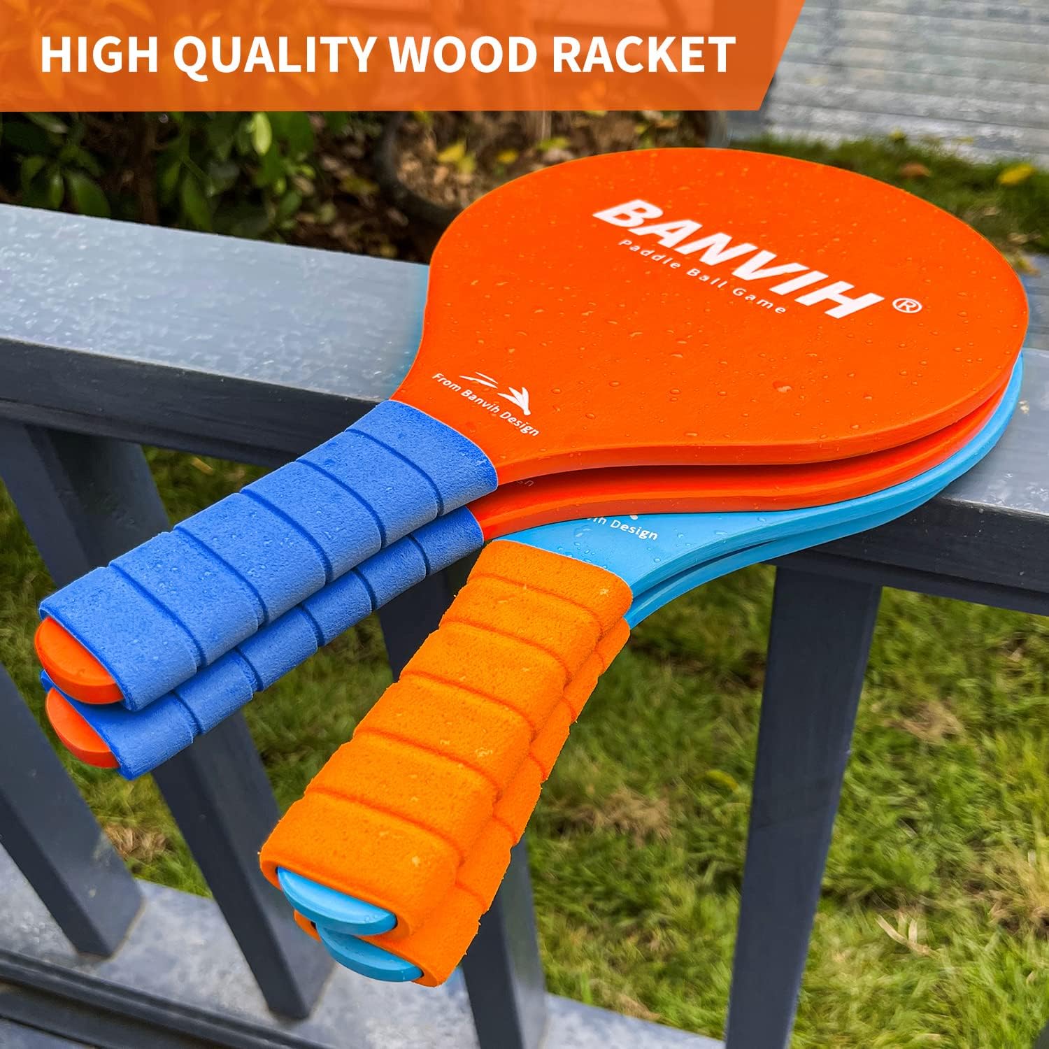 Banvih Badminton Set 4 Rackets, Paddle Ball Outdoor Games for Kids Teens Adults and Family, Sports Beach Toys - for Yard, Lawn, Camping Games Essentials - Image 4