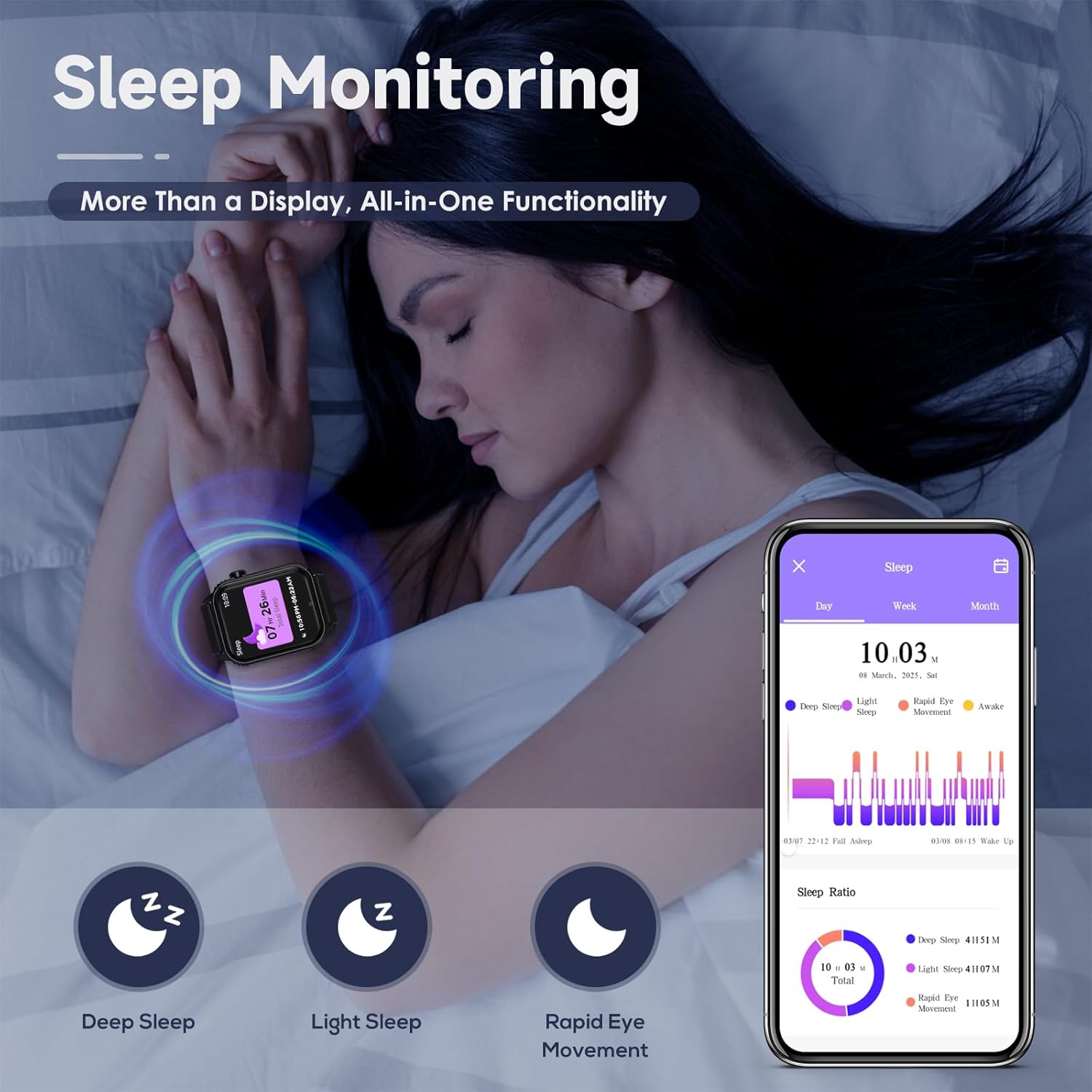 Smart Watch for Women Men, 1.83" HD Smartwatch with 120 Sports Modes, Heart Rate/Sleep Monitor, IP67 Waterproof, Bluetooth Call & Music Control for iPhone/Android - Image 7