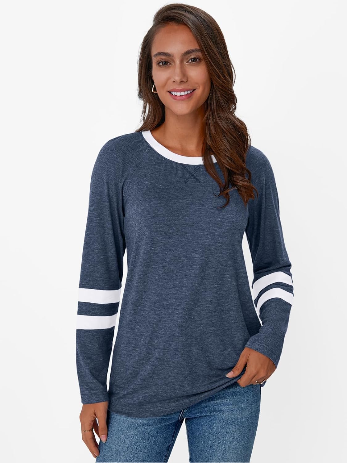 AUTOMET Womens Long Sleeve Shirts Color Block Casual Crewneck Tops Tshirt Basic Tee Fall Fashion Clothes Trendy Outfits - Image 2