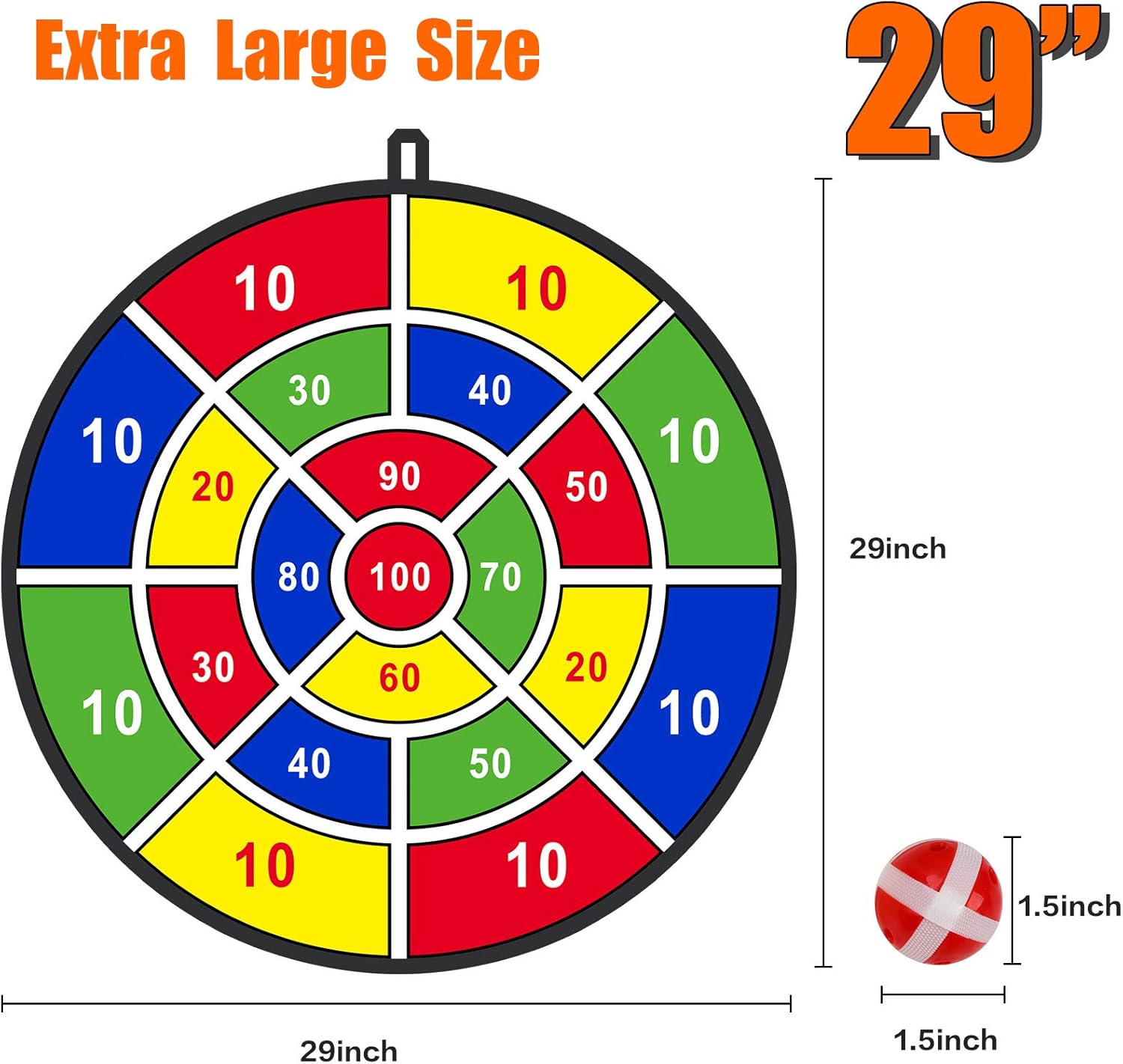BooTaa 29" Large Dart Board for Kids, Kids Dart Board with Sticky Balls, Boys Toys, Indoor/Sport Outdoor Fun Party Play Game Toys, Birthday Gifts for 3 4 5 6 7 8 9 10 11 12 Year Old Boys Girls - Image 7
