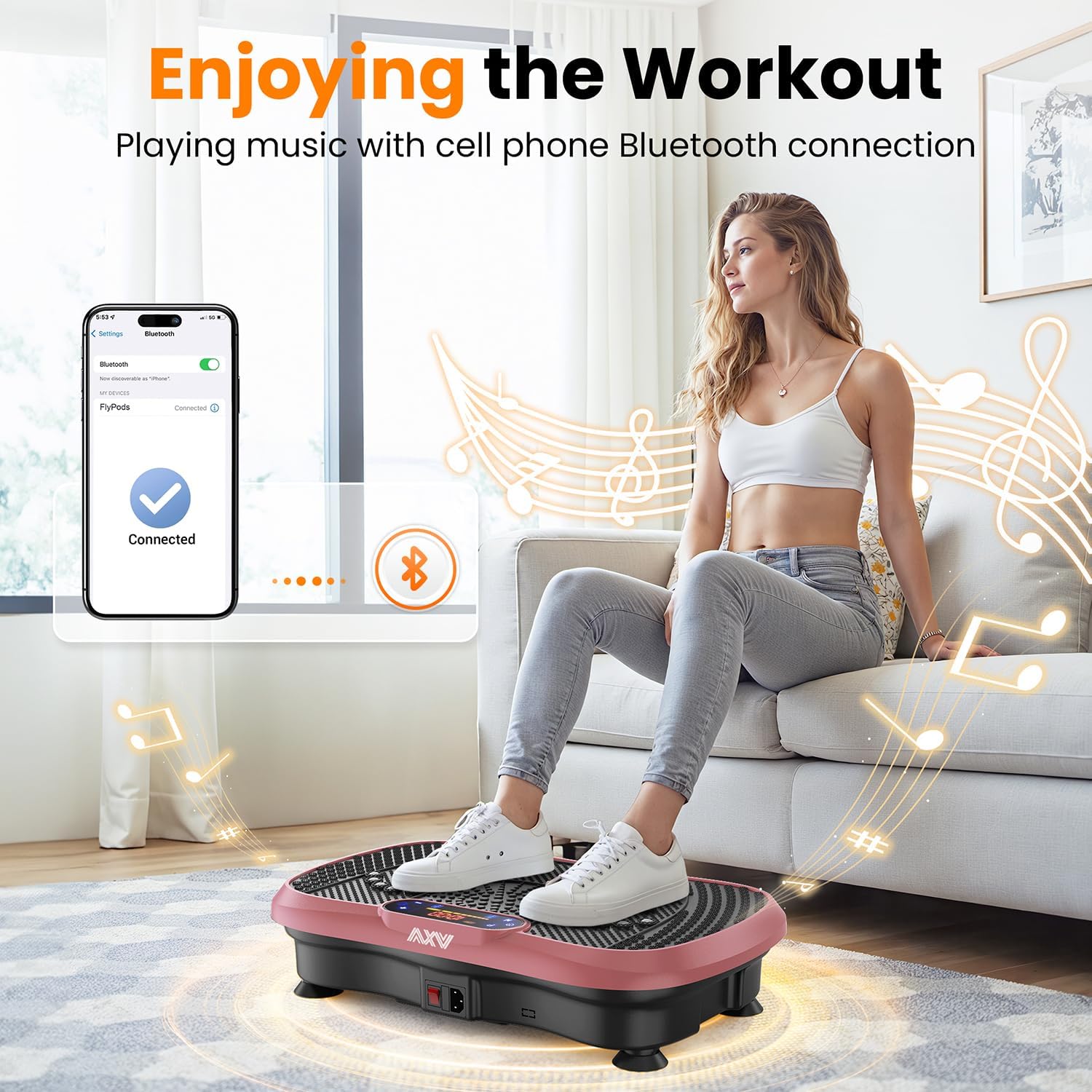 AXV Vibration Plate Fitness Platform Exercise Machine Vibrating Lymphatic Drainage Shaking Full Body Shaker Workout Vibrate Stand Shake Board Sport Gym for Weight Loss Fat Burner for Women Men - Image 3