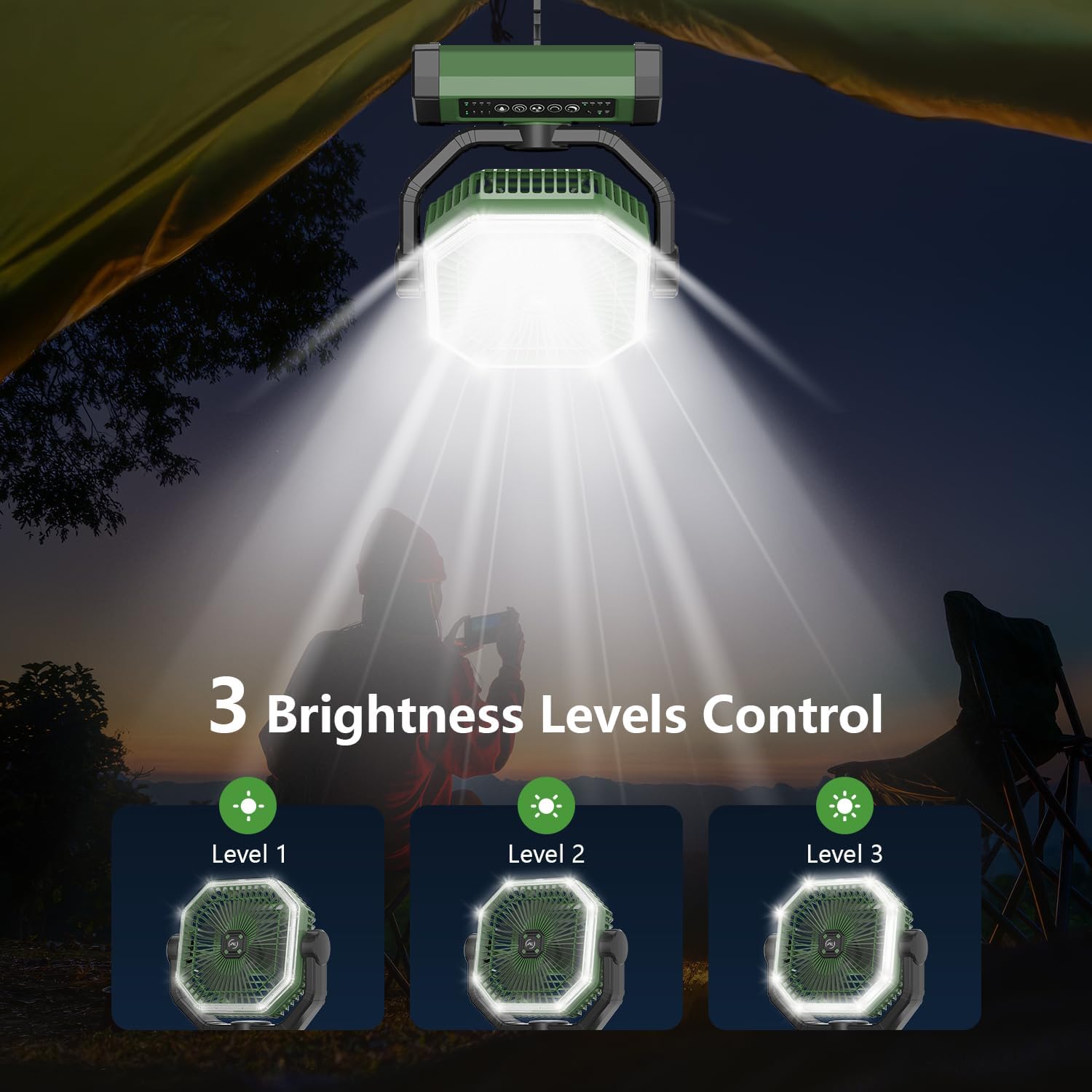 Portable Fan 24000mAh Battery Powered with Remote & LED, 4 Speed Strong Airflow, Desk/Camping/Outdoor/Gym Fan for Office Travel Treadmill Camping Gear - Image 4