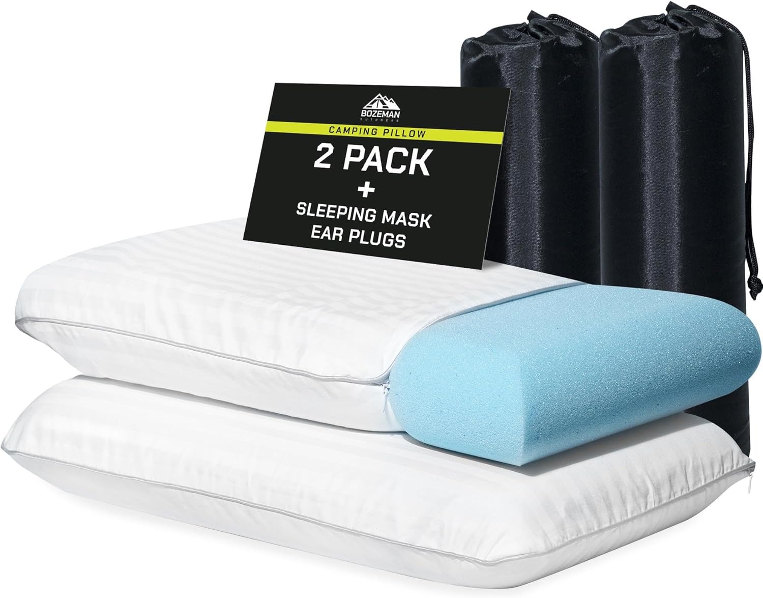 Camping Pillow 2 Pack — Camp Pillow, Backpacking Pillow — for Sleeping Bag & Hiking, Reliable & Comfortable