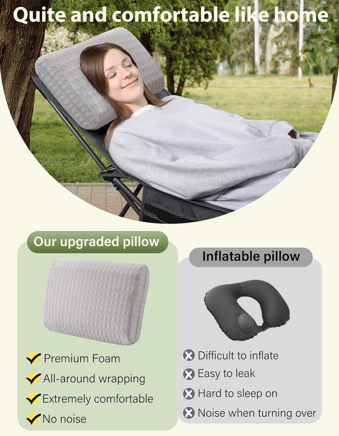 ENITYA Camping Pillow with Washable Cover - Travel Essentials, Memory Foam Backpacking Pillow, Portable for Camping, Air Travel, Hiking, Beach, Hammock, Medium(Grey) - Image 3