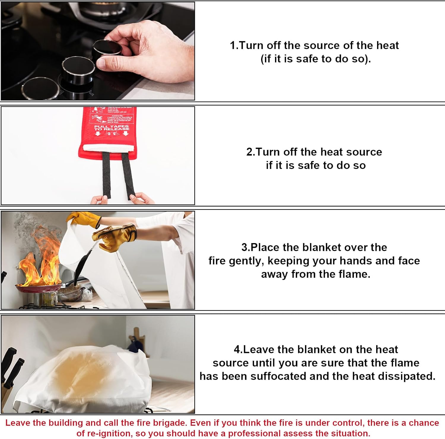 Fire Blanket - 2 Pack - 40" x 40" Emergency Fire Blanket for Home and Kitchen, Camping, Grill, Kitchen, Home, Car, School, Warehouse - Image 5