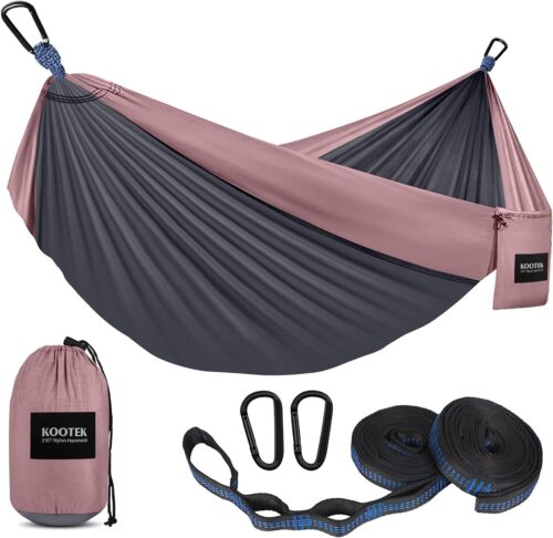 Kootek Camping Hammock 400 lbs Capacity, Portable Hammocks with Tree Straps & Attached Carry Bag, Camping Essentials Gear, Perfect for Outside Indoor Hiking Beach Backpack Travel