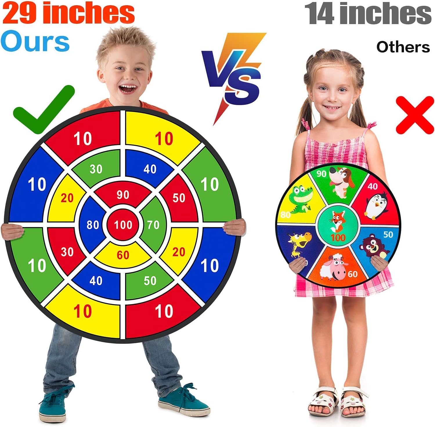 BooTaa 29" Large Dart Board for Kids, Kids Dart Board with Sticky Balls, Boys Toys, Indoor/Sport Outdoor Fun Party Play Game Toys, Birthday Gifts for 3 4 5 6 7 8 9 10 11 12 Year Old Boys Girls - Image 2