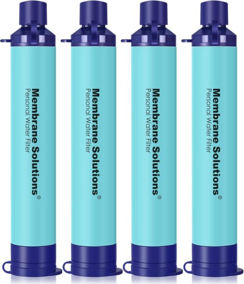 Membrane Solutions Straw Water Filter S1, NSF/ANSI 42&372&401 certificated, Survival Filtration Portable Gear, Emergency Preparedness, Supply for Drinking Hiking Camping Team Family Outing