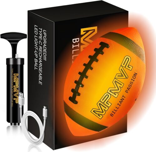 Light Up Football Boys Gifts: Rechargeable Glow Football Led Size 6 Teenage Kids Toys 8 9 10 11 12 Year Old Boy Gift Ideas Sports Outdoor Stuff Cool Youth Night Ball Games Birthday Presents Ages 8-12