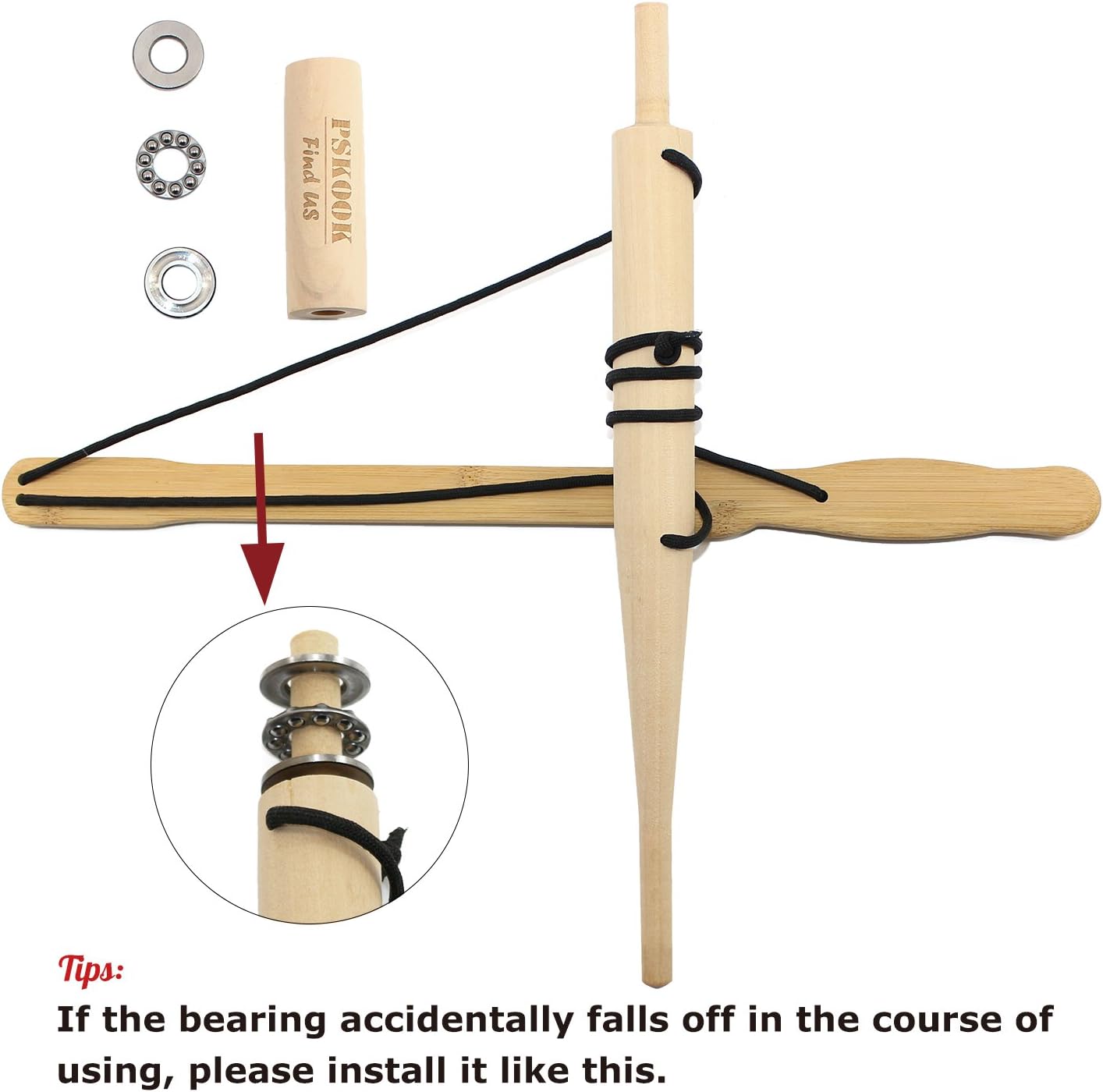 PSKOOK Bow Drill Kit Fire Starter, Primitive Wood, Survival Practice Friction Fire Tool for Scout Outdoor Activity Teaching, Outward Bound Training, Wildness Survival Beginner - Image 5