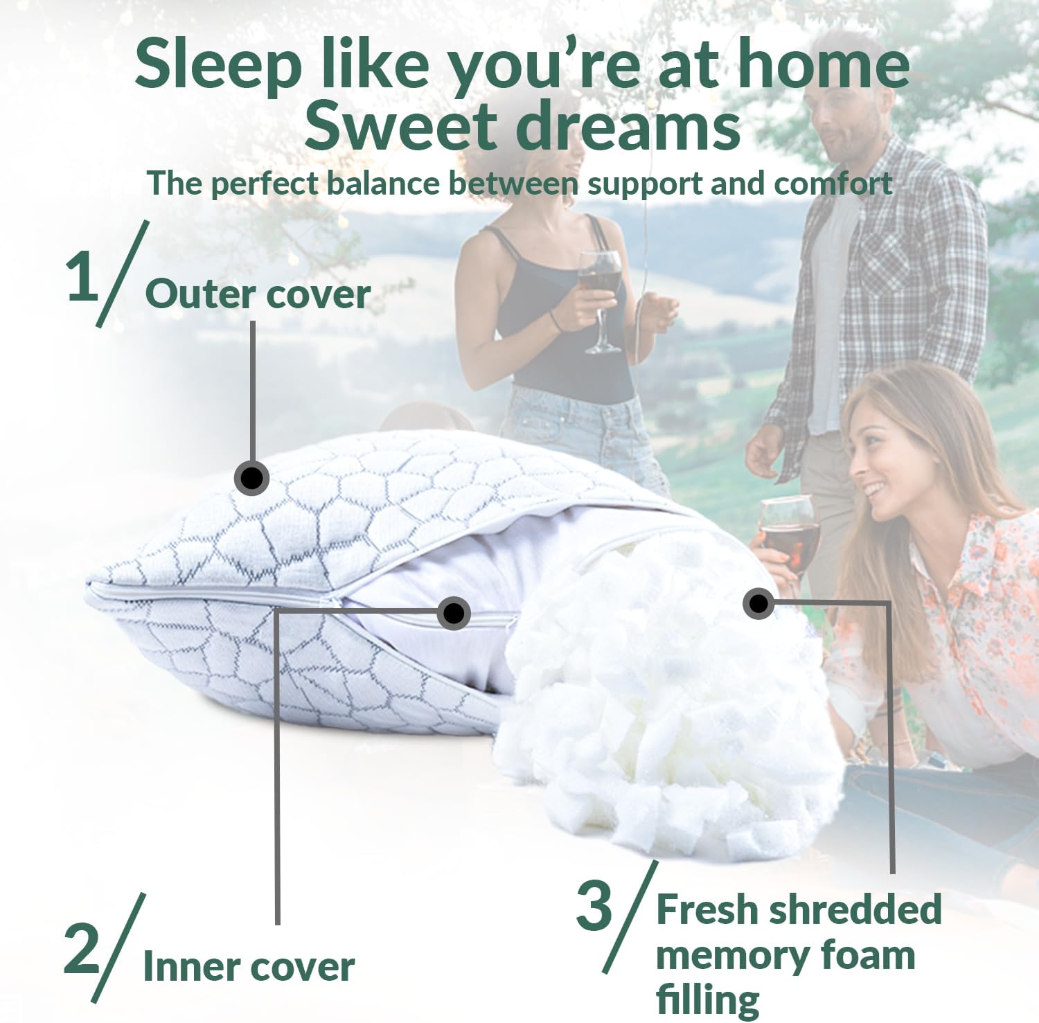 QUTOOL Small Travel Pillows for Sleeping, Cooling Memory Foam Camping Pillow, Backpacking for Hiking Gear, Portable Pillow with Travel Storage Bag, Camping Essentials for Adults Kids - Image 9