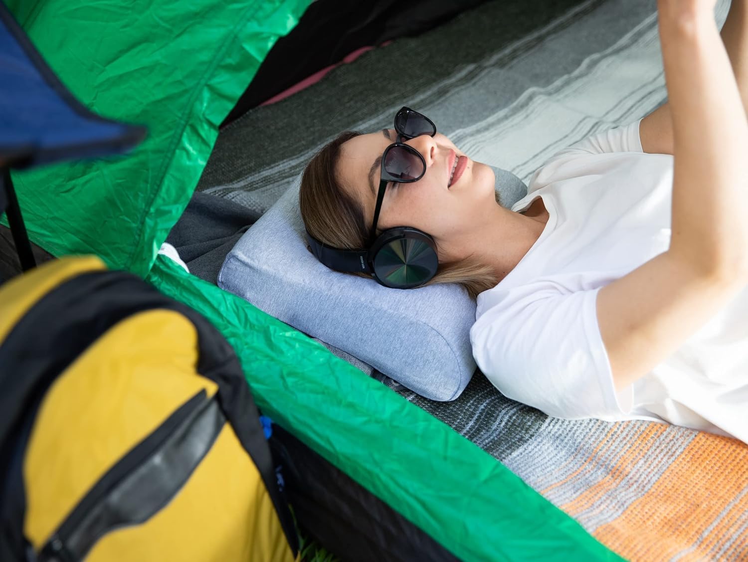 Memory Foam Pillow for Travel and Camping with Extra Cotton Cover – Easy to Carry Portable Bag (Black Contour) - Image 9