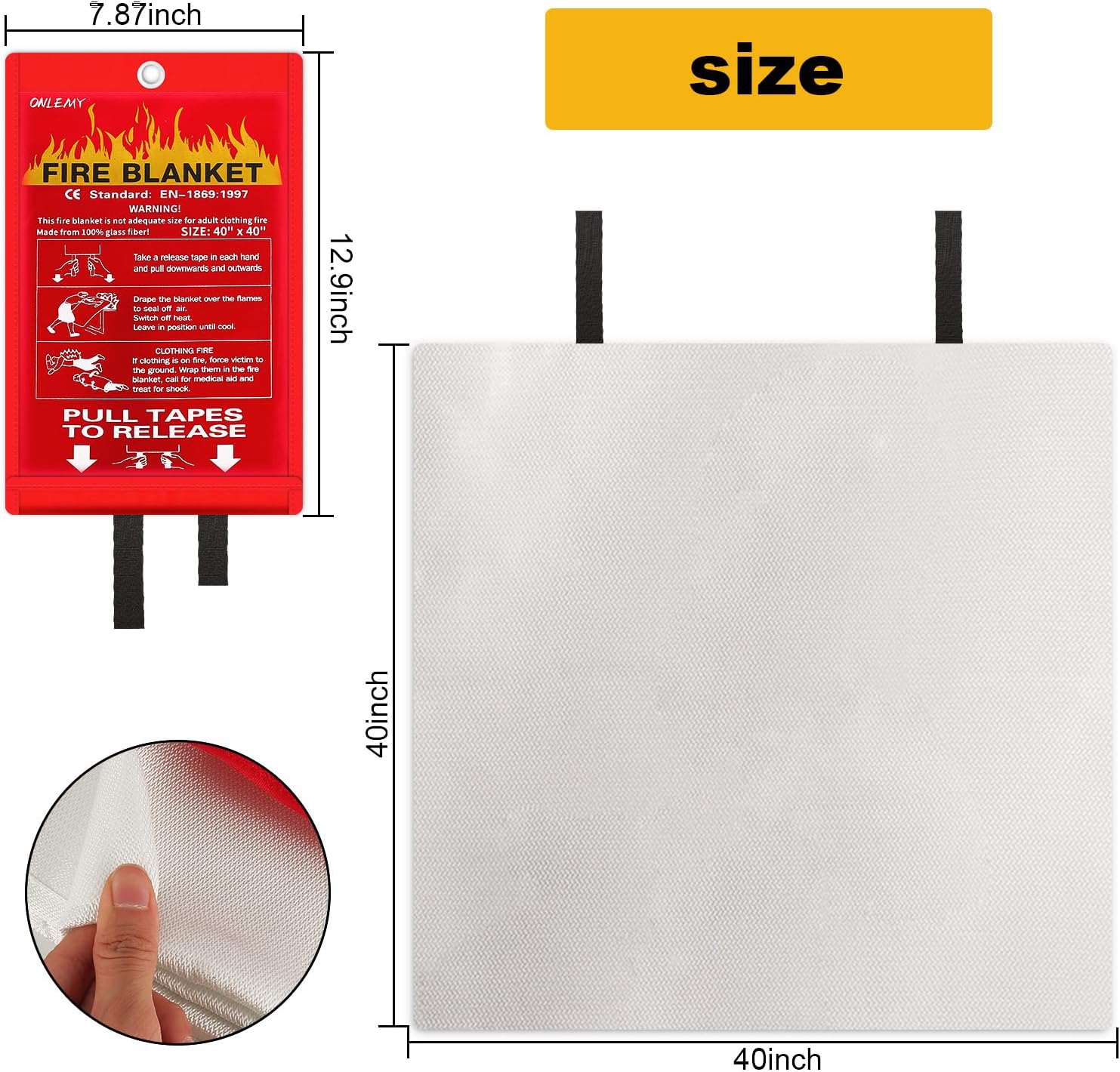 Fire Blanket - 2 Pack - 40" x 40" Emergency Fire Blanket for Home and Kitchen, Camping, Grill, Kitchen, Home, Car, School, Warehouse - Image 3